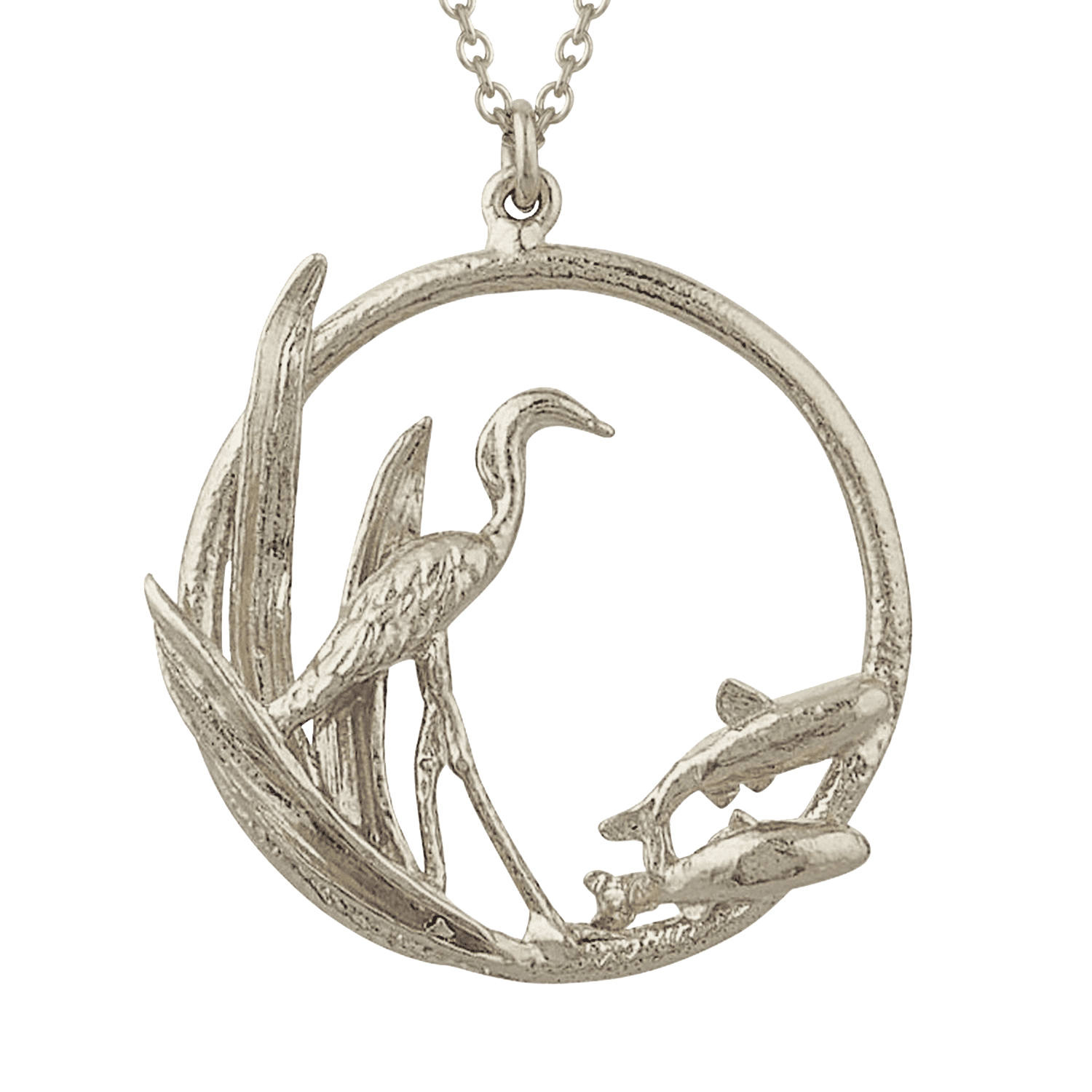 Silver Heron Loop Necklace