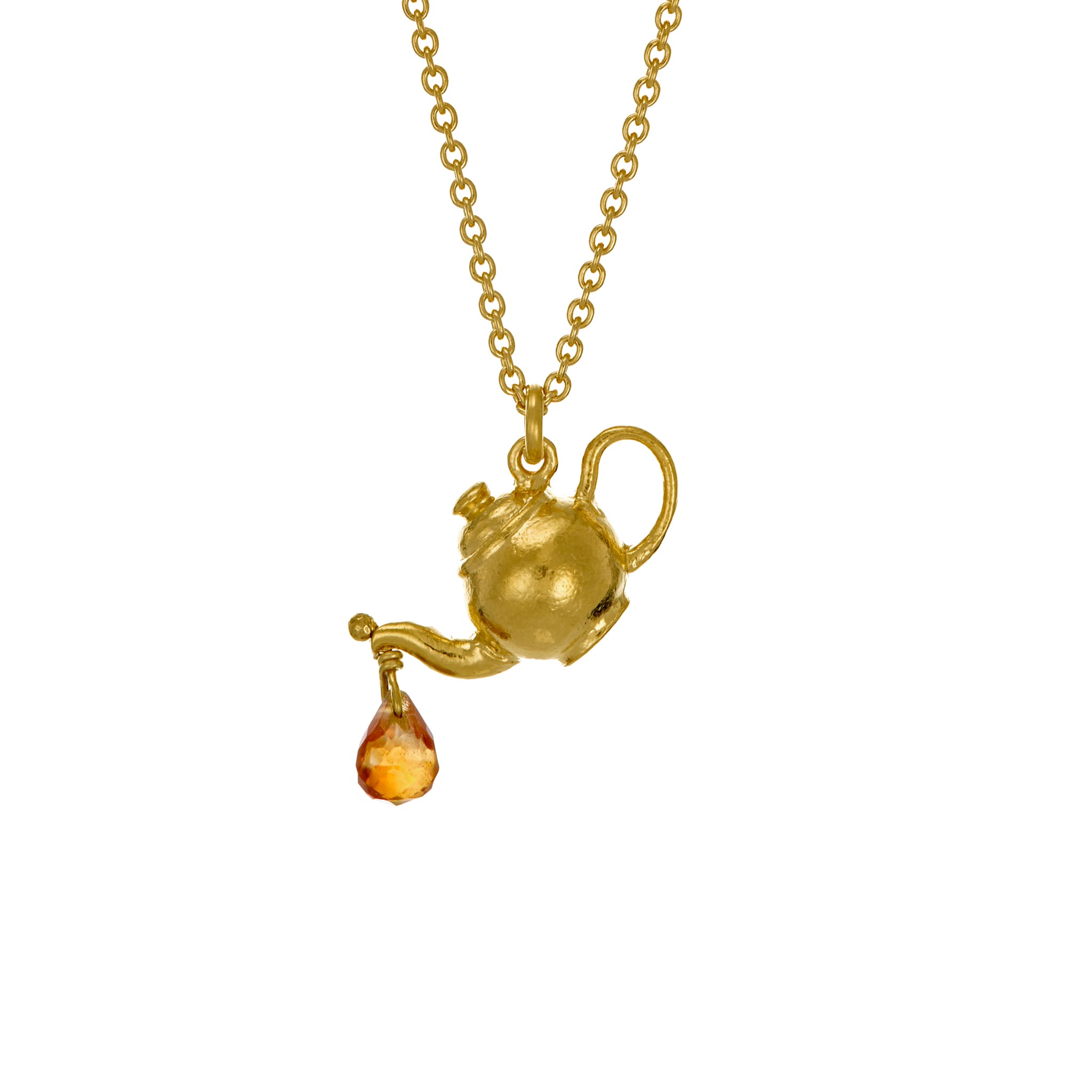 Teapot Necklace with Citrine Drop