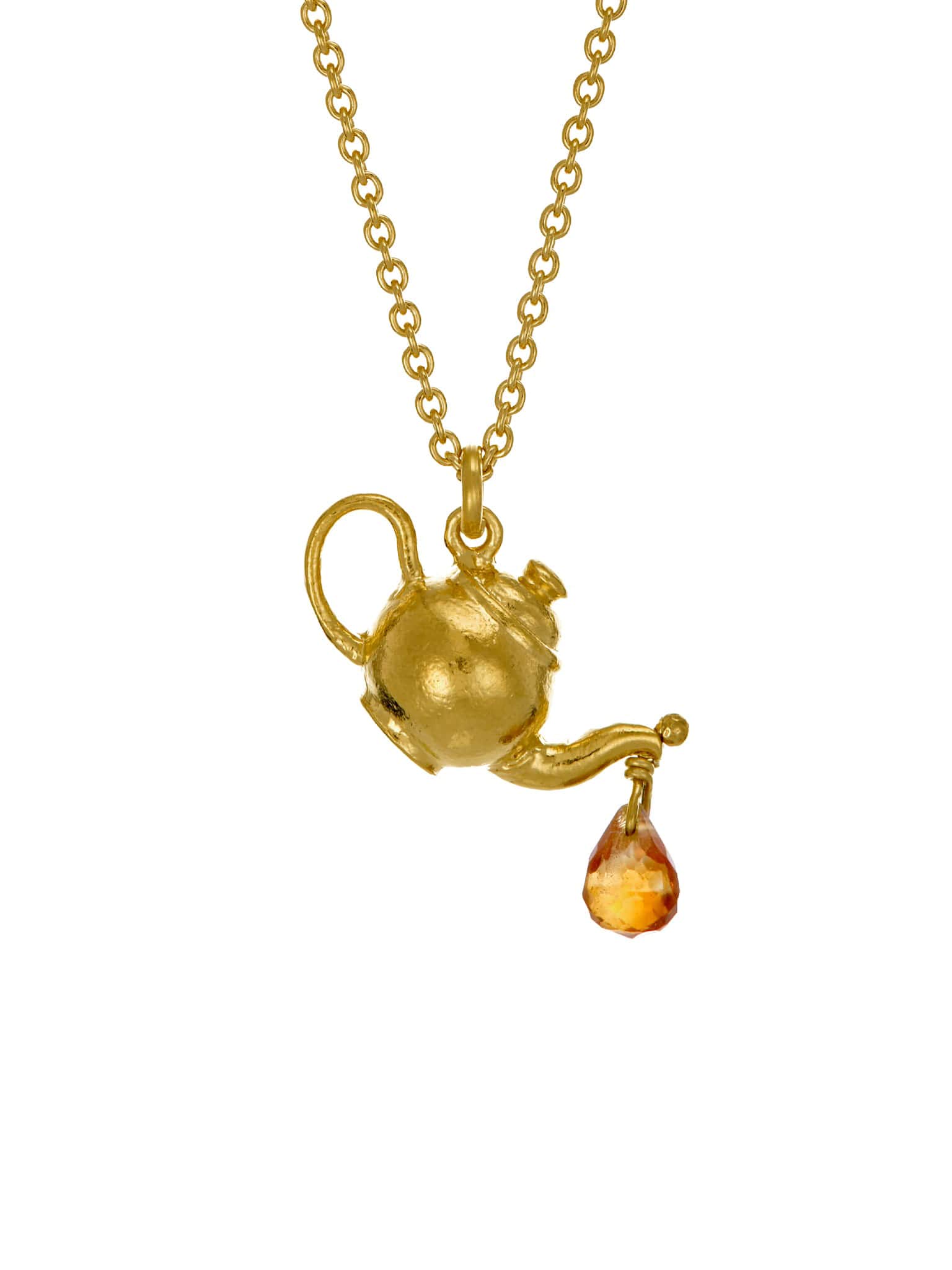 Teapot Necklace with Citrine Drop