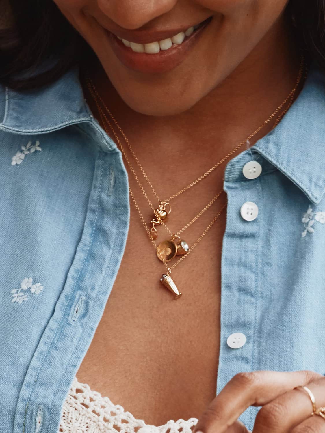 Teapot Necklace with Citrine Drop