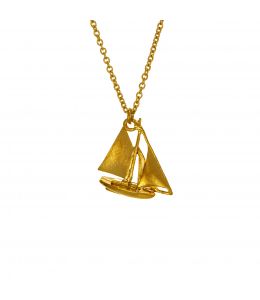 Gold Plate Sailing Boat Necklace Product Photo