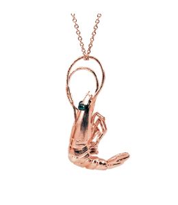 Rose Gold Plate Shrimp Necklace on Paper