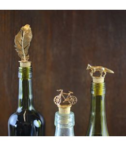 Crow Feather Brass & Cork Bottle Stopper