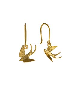 Gold Plate Swooping Swallow Hook Earrings Product Photo