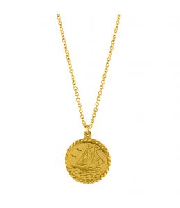 Gold Plate Nautical Antique Coin Necklace on Paper