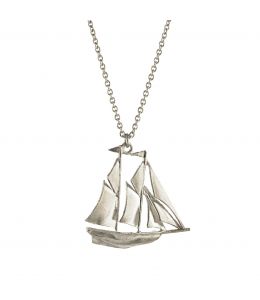 Silver Galleon Ship Necklace on Paper