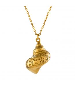 Gold Plate Engraved Shell Necklace on Paper
