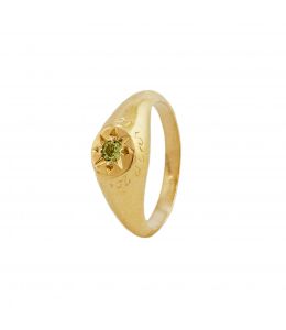 Peridot Signet Ring with "A Star to Guide Me" Engraving Product Photo