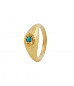 Turquoise Signet Ring with "A Star to Guide Me" Engraving Product Photo