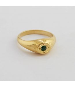 Emerald Signet Ring with "A Star to Guide Me" Engraving