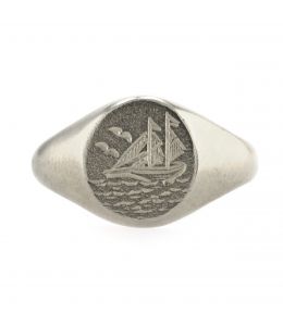 Silver Ship at Sea Signet Ring Product Photo