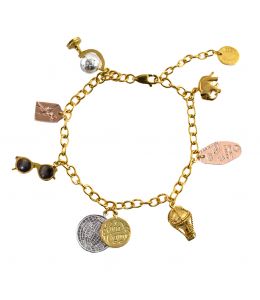 Silver & Gold Plate & Rose Gold Plate Globe Trotter Charm Bracelet Product Photo