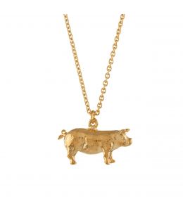 Gold Plate Suffolk Pig Necklace Product Photo