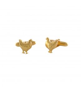 Gold Plate Hen Cufflinks on Paper