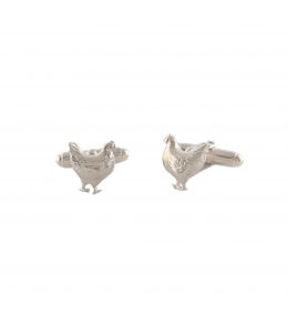 Silver Hen Cufflinks on Paper