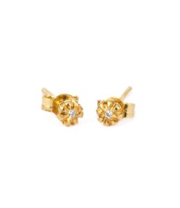 Gold Plate Bud Diamond Stud Earrings Product Photo