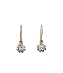 18ct White Gold Seruni Bud Diamond Hook Drop Earrings Product Photo