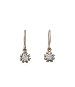 18ct White Gold Seruni Bud Diamond Hook Drop Earrings Product Photo