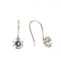 Silver White Topaz Bud Hook Earrings Product Photo