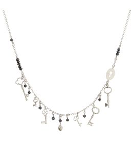 Dream of Me Lock & Key Necklace with Black Seed Pearls