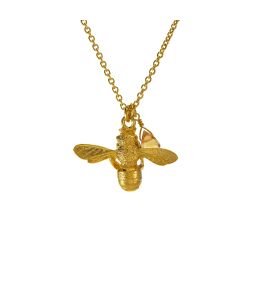 Gold Plate Honey Bee and Citrine Necklace Product Photo