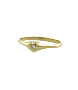 18ct Solid Gold Heart Signet Ring with Diamond