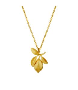 Gold Plate Large Lemon & Leaf Necklace Product Photo