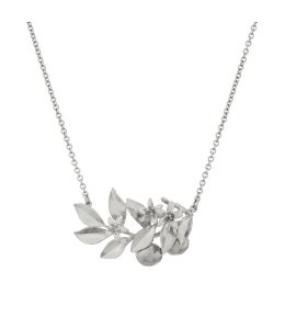 Silver Orange Blossom Branch Necklace with Hanging Oranges Product Photo