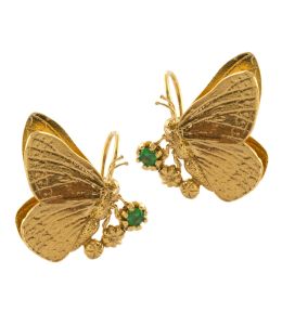 Gold Plate Butterfly with Tsavorite Hook Earrings Product Photo