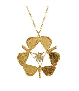 Gold Plate Moth Formation & Green Amethyst Necklace Product Photo