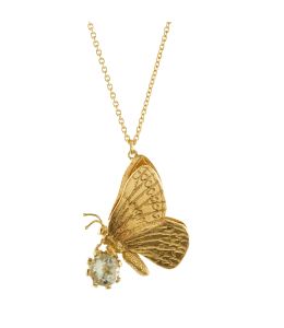 Gold Plate Butterfly with Green Amethyst Necklace Product Photo