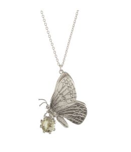 Silver Butterfly with Green Amethyst Necklace Product Photo