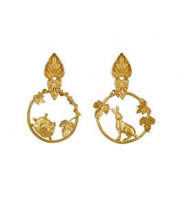 Ornate Tortoise & Hare Loop Earrings Product Photo