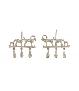 Silver Mountain Goat Family Relic Earrings with Ornate Drops Product Photo