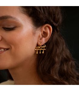 Mountain Goat Family Relic Earrings with Ornate Drops