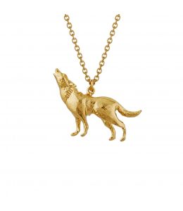 Gold Plate Howling Wolf Necklace Product Photo