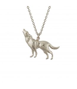Silver Howling Wolf Necklace Product Photo