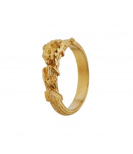 Gold Plate Overgrown Column Ring with Racing Tortoise Product Photo