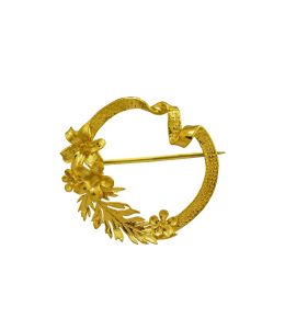 Gold Plate Ribbon Loop Brooch Product Photo