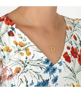 Floral Letter D Necklace