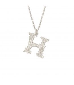 Silver Floral Letter H Necklace Product Photo