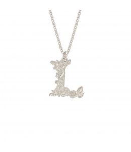 Silver Floral Letter L Necklace Product Photo