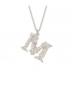 Silver Floral Letter M Necklace Product Photo