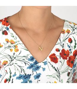 Floral Letter N Necklace