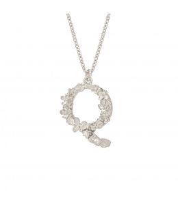 Silver Floral Letter Q Necklace Product Photo