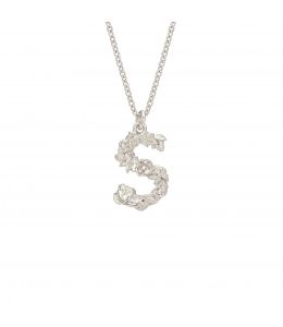 Silver Floral Letter S Necklace Product Photo