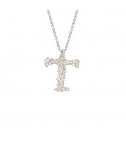 Silver Floral Letter T Necklace Product Photo