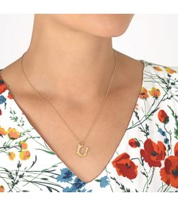 Floral Letter U Necklace