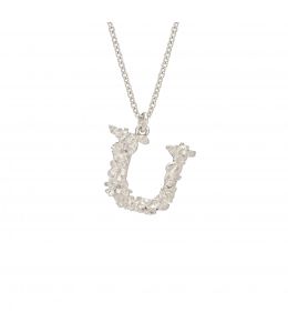 Silver Floral Letter U Necklace Product Photo