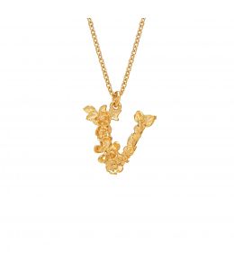 Floral Letter V Necklace Product Photo